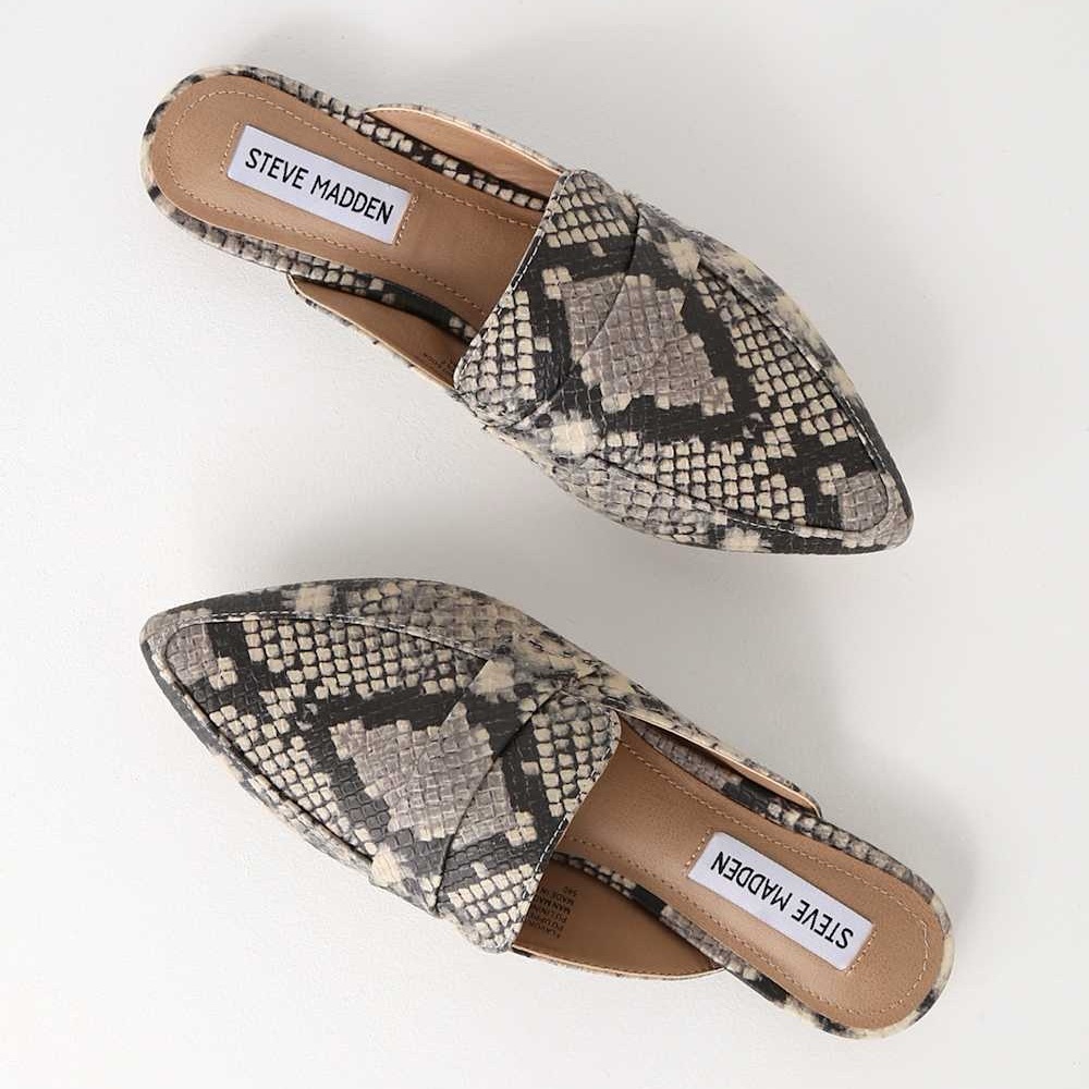 Steve Madden Flavor Natural Snake Print Loafer Slides